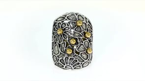 Sterling Silver and 14kt Yellow Gold Floral Ring