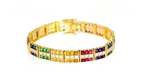 14.25 ct. t.w. Multicolored CZ Bracelet in 18kt Gold Over Sterling