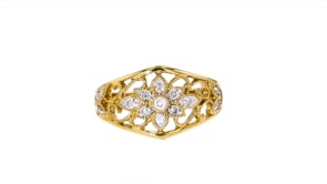 10 ct. t.w. Diamond Floral Filigree Ring in 18kt Gold Over Sterling
