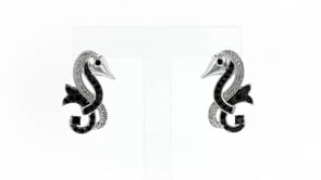 50 ct. t.w. Black and White Diamond Seahorse Earrings in Sterling Silver