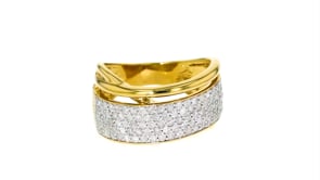 1.00 ct. t.w. Pave Diamond Sash Ring in 18kt Gold Over Sterling