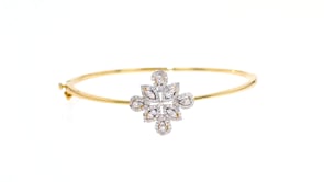 65 ct. t.w. Diamond Floral Bangle Bracelet in 18kt Gold Over Sterling