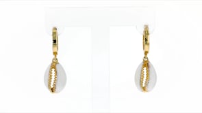 Puka Shell Drop Earrings in 18kt Gold Over Sterling with White Enamel