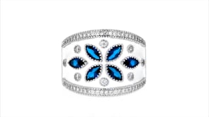 60 ct. t.w. Simulated Sapphire and .30 ct. t.w. CZ Ring with White Enamel in Sterling Silver