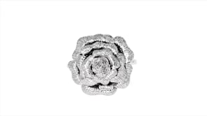 Sterling Silver Rose Ring with Diamond Accents