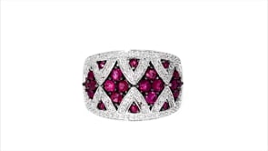 1.00 ct. t.w. Ruby and .10 ct. t.w. Diamond Dome Ring in Sterling Silver