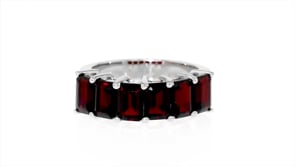 4.50 ct. t.w. Emerald-Cut Garnet Ring in Sterling Silver