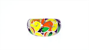 Multicolored Enamel Swirl Ring in Sterling Silver