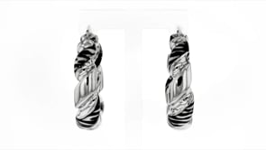 Italian Zebra-Print Enamel Twisted Hoop Earrings in Sterling Silver