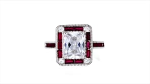 2.60 ct. t.w. CZ and .20 ct. t.w. Simulated Ruby Ring in Sterling Silver