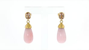 Pink Opal and 1.40 ct. t.w. Morganite Drop Earrings in 18kt Gold Over Sterling