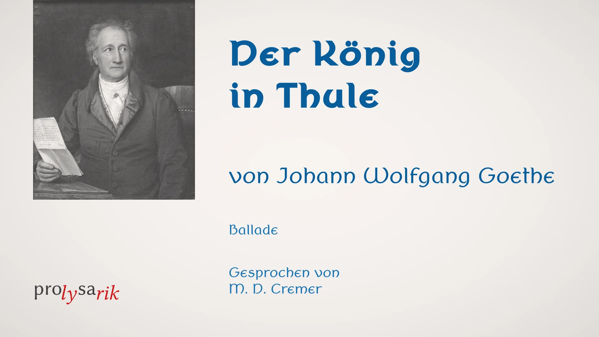 Goethe Der K nig in Thule