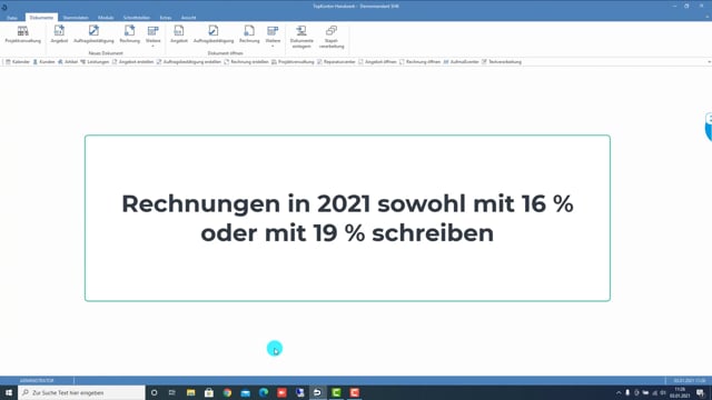 Rechnungen in 2021 mit 16 oder 19 % schreiben