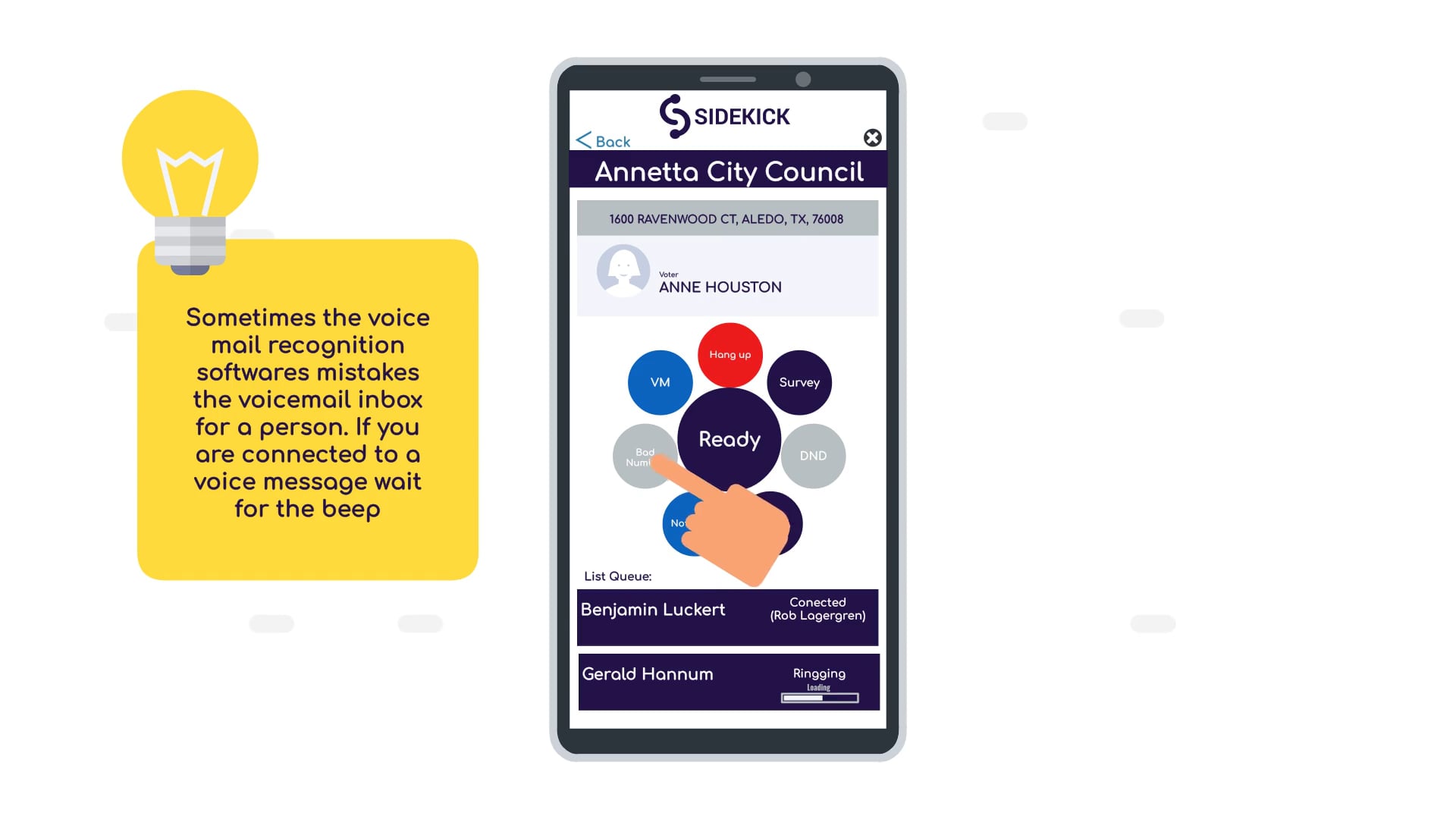 Using the Sidekick Phone Bank in App