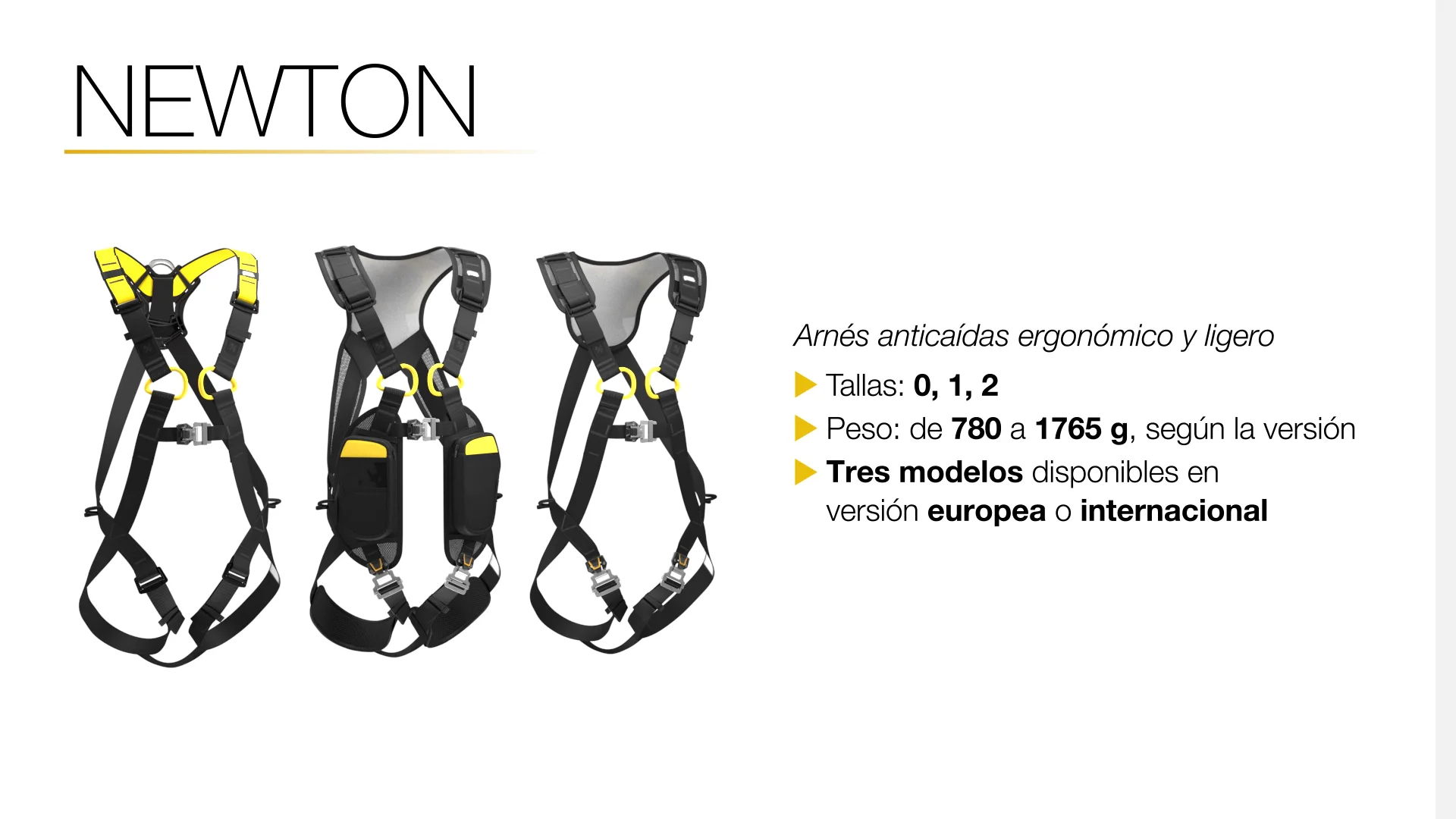 NEWTON - Arnés anticaídas ergonómico y ligero