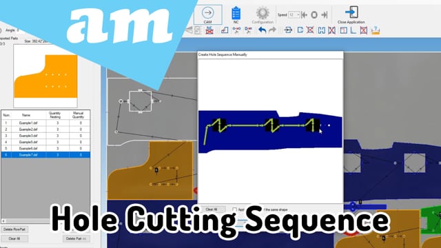 Adjust Piecing Order by Create Hole Sequence Manually in Fabricam Plasma Cutting CAM Software