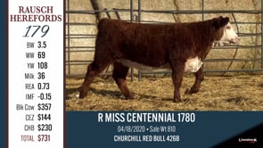 Lot #179 - R MISS CENTENNIAL 1780