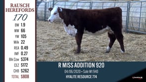 Lot #170 - R MISS ADDITION 920