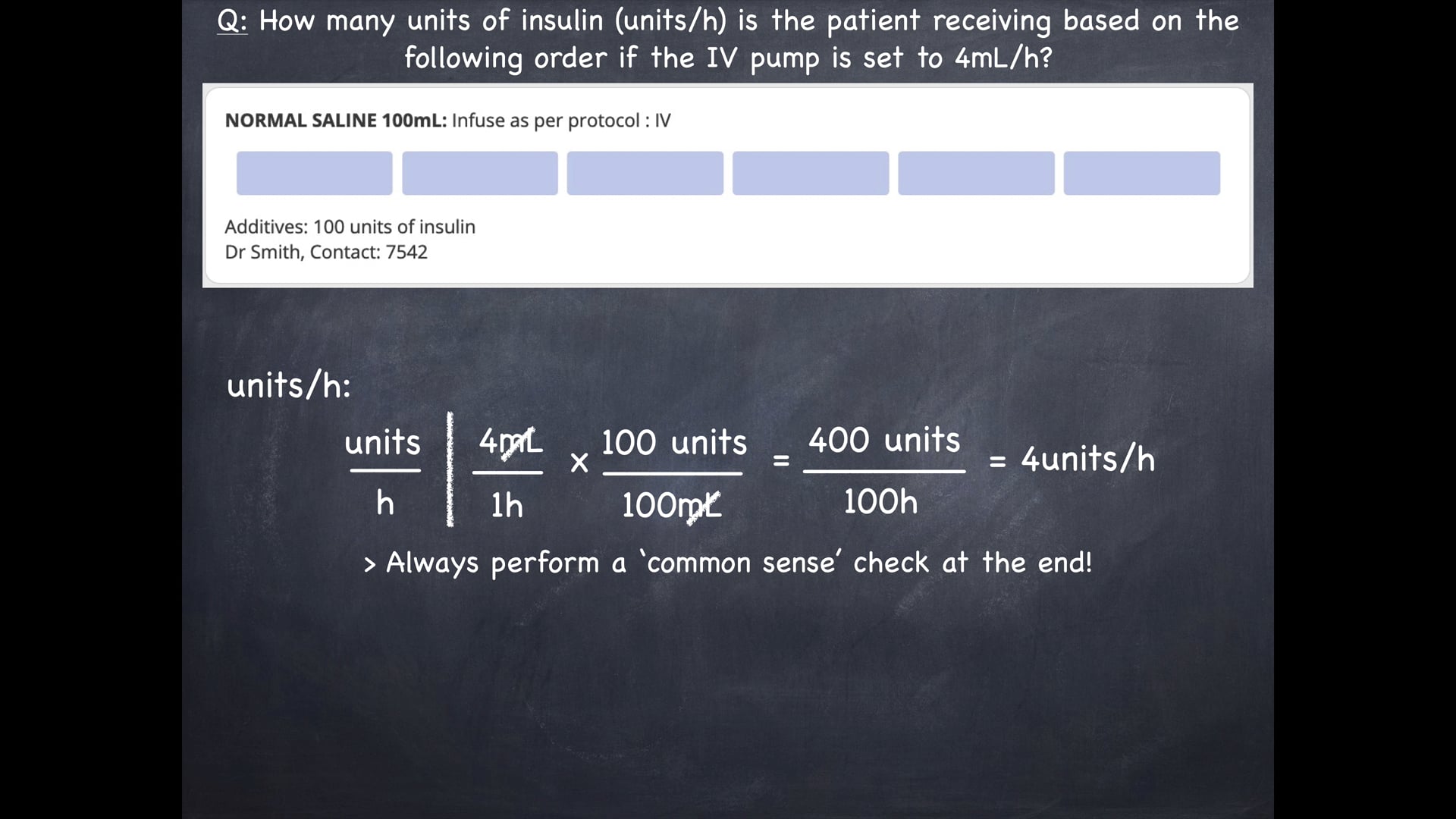 Dimensional Analysis Converting infusion rates between mL/h and units