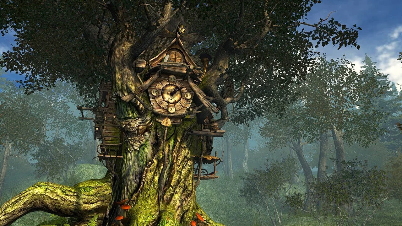 Salvapantallas 3D Reloj cucú - ¡Familiarízate con el cuco que vive en un  gran árbol reloj!, image size:1280x720