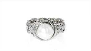 8mm Cultured Pearl Byzantine Ring in Sterling Silver