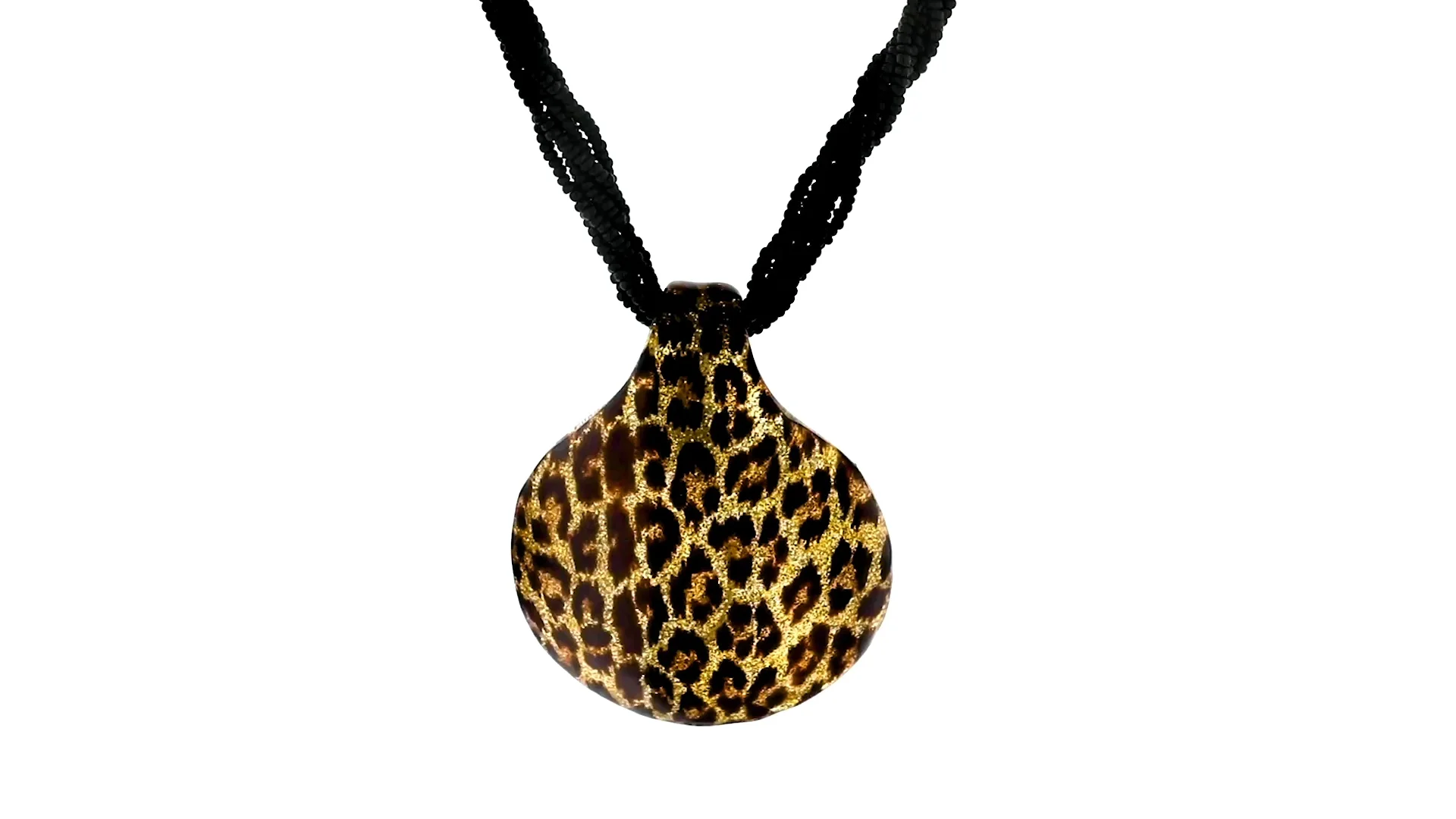 Italian Leopard-Print Murano Glass Pendant Necklace with  display picture 2