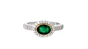 70 Carat Emerald and .50 ct. t.w. White Zircon Ring in Sterling Silver with 14kt Yellow Gold