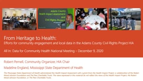 AINM 2020: From Heritage to Health: Efforts for Community Engagement and Data in the Civil Rights Project HIA