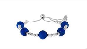 7.5-8mm Lapis Bead Bolo Bracelet in Sterling Silver