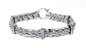 2.00 ct. t.w. Sky Blue Topaz Wheat-Link Bracelet in Sterling Silver