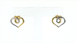 14kt Two-Tone Gold Open-Space Heart Earrings
