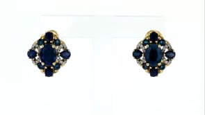 6.90 ct. t.w. Sapphire and .15 ct. t.w. Diamond Earrings in 14kt Yellow Gold