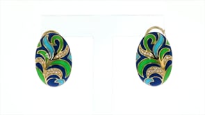 12 ct. t.w. Diamond and Multicolored Enamel Earrings in 18kt Gold Over Sterling