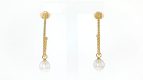 8-8.5mm Cultured Pearl Drop Earrings in 18kt Gold Over Sterling