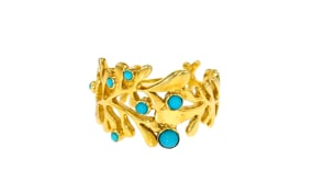 Turquoise Reef Ring in 18kt Gold Over Sterling