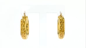 Italian Andiamo 14kt Yellow Gold Greek Key Hoop Earrings