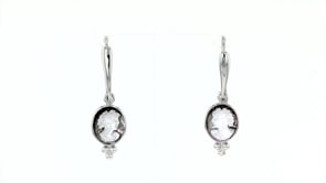 Italian Black Mother-of-Pearl Cameo Drop Earrings in Sterling Silver