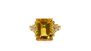 7.25 ct. t.w. Citrine Ring with Diamond Accents in 14kt Yellow Gold