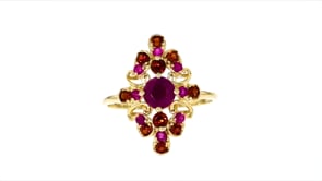 90 ct. t.w. Ruby and .50 ct. t.w. Garnet Ring in 14kt Yellow Gold