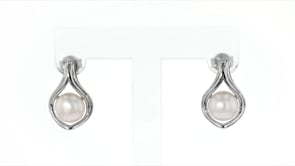 7-7.5mm Cultured Pearl Teardrop Earrings in Sterling Silver
