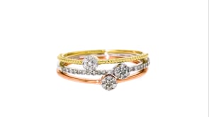 20 ct. t.w. Diamond Jewelry Set Three Cluster Rings in 14kt Tri-Colored Gold