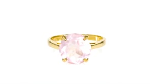 3.20 Carat Rose Quartz Ring in 14kt Yellow Gold