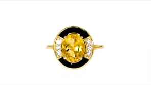 2.40 Carat Citrine and .10 ct. t.w. White Topaz Ring with Black Enamel in 14kt Yellow Gold
