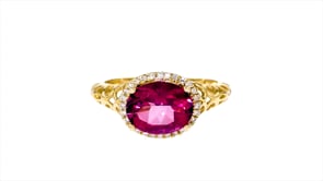2.60 Carat Pink Topaz and .11 ct. t.w. Diamond Ring in 14kt Yellow Gold