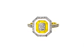 33 ct. t.w. Diamond Ring with White and Yellow Enamel in 18kt Gold Over Sterling