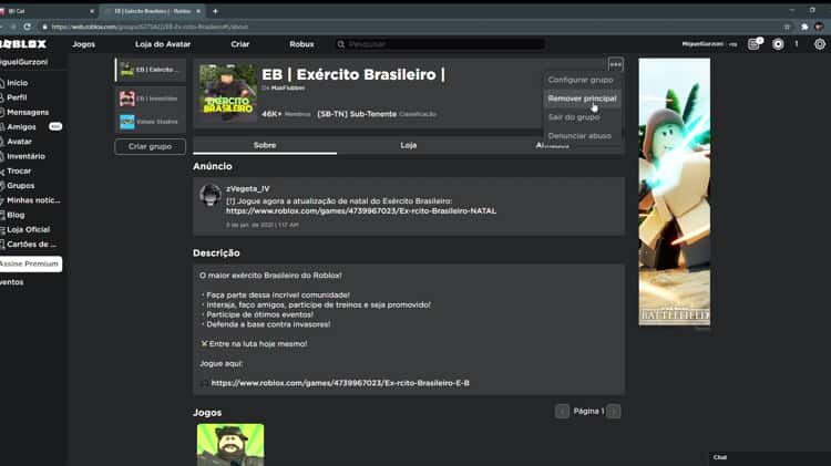 Roblox: Como entrar em um grupo de Exército Brasileiro e entrar no