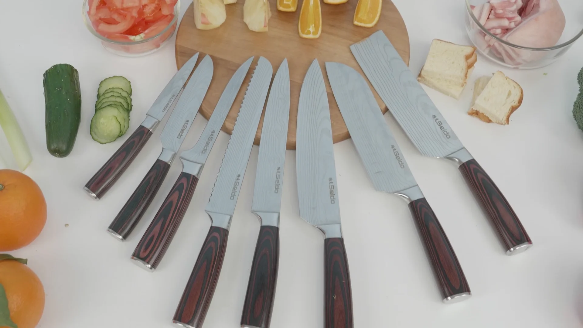 SEIDO™ Japanese Chef Knife Set, 8-Pc Kitchen Knives on Vimeo