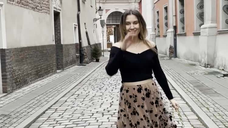 3D Posy Double-Layered Mesh Midi Skirt in Caramel on Vimeo