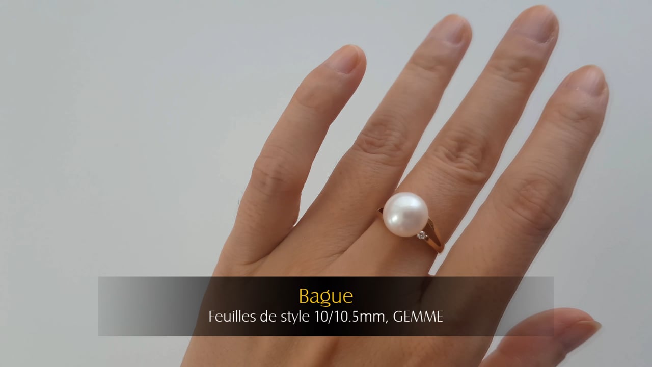 Anello Foglie di stile - Oro Giallo & Perle d'Acqua Dolce 10/10.5mm, GEMME | Gemperles