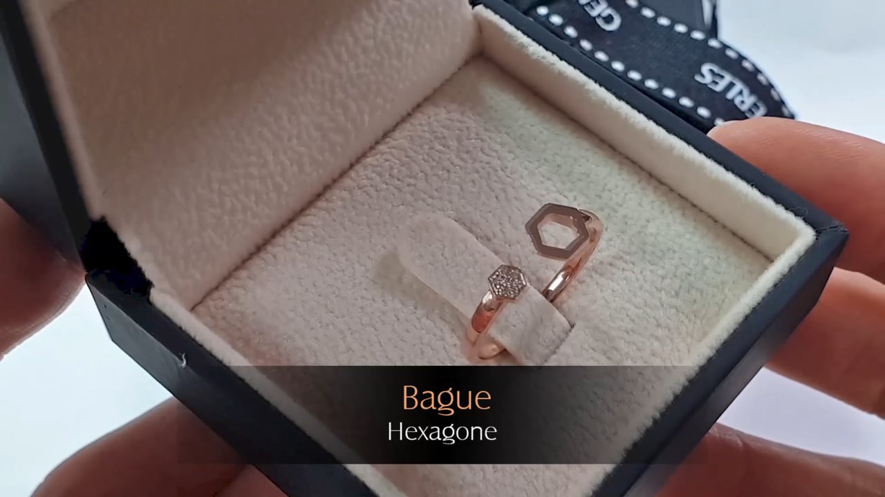 Bague Hexagone - Or Rose & Diamants | Gemperles